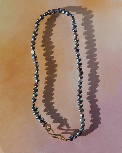 The Pave Hook Pearl Necklace