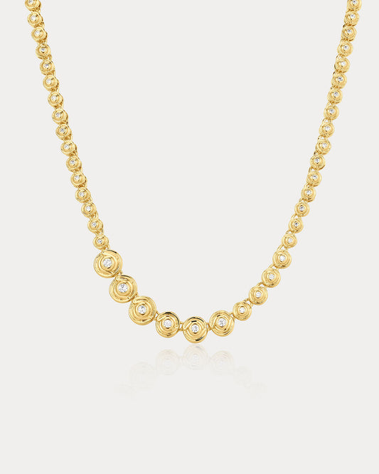 Wave Bezel Tennis Necklace