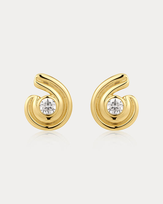 Wave Bezel Twist Studs