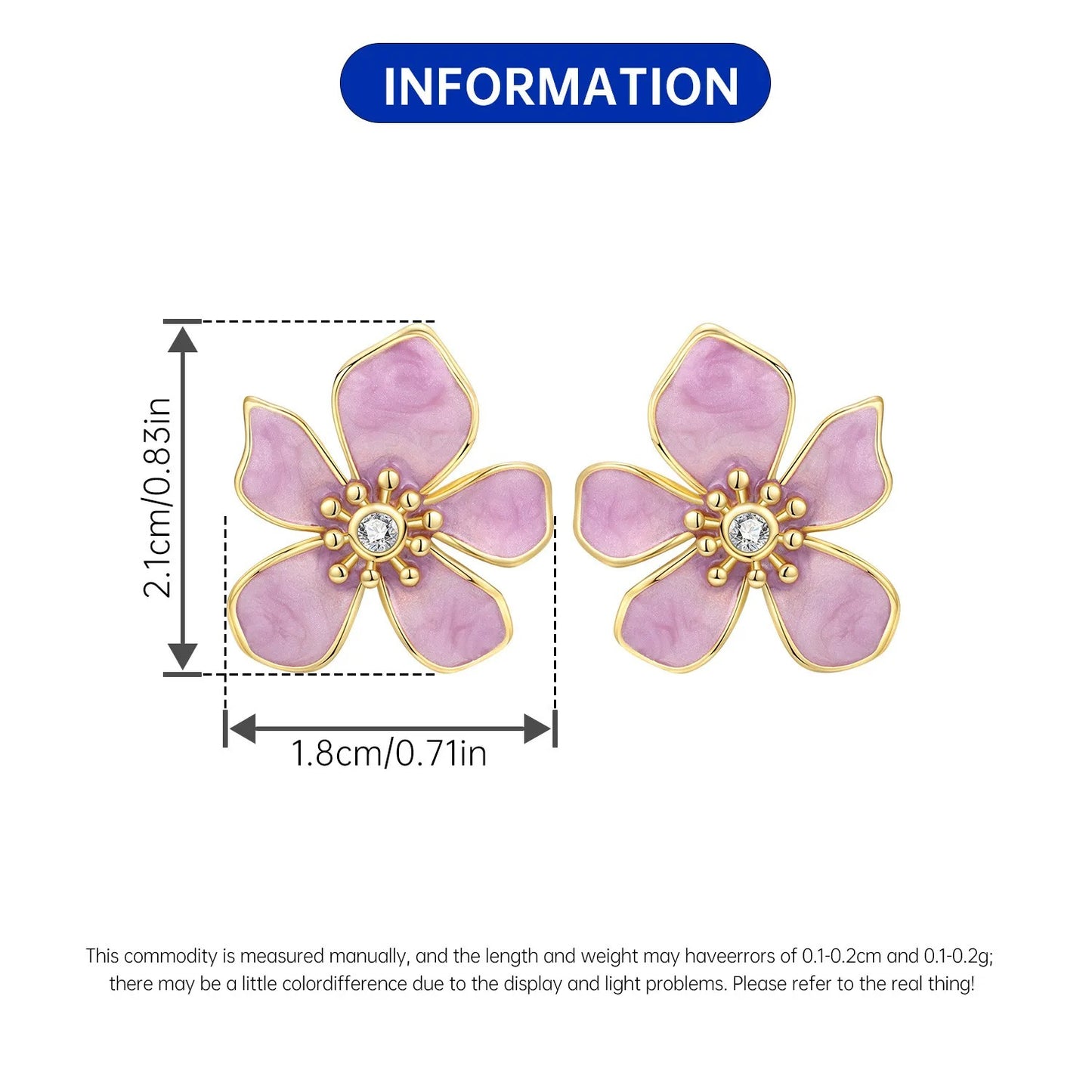 Pink Flower Design Stud Earrings