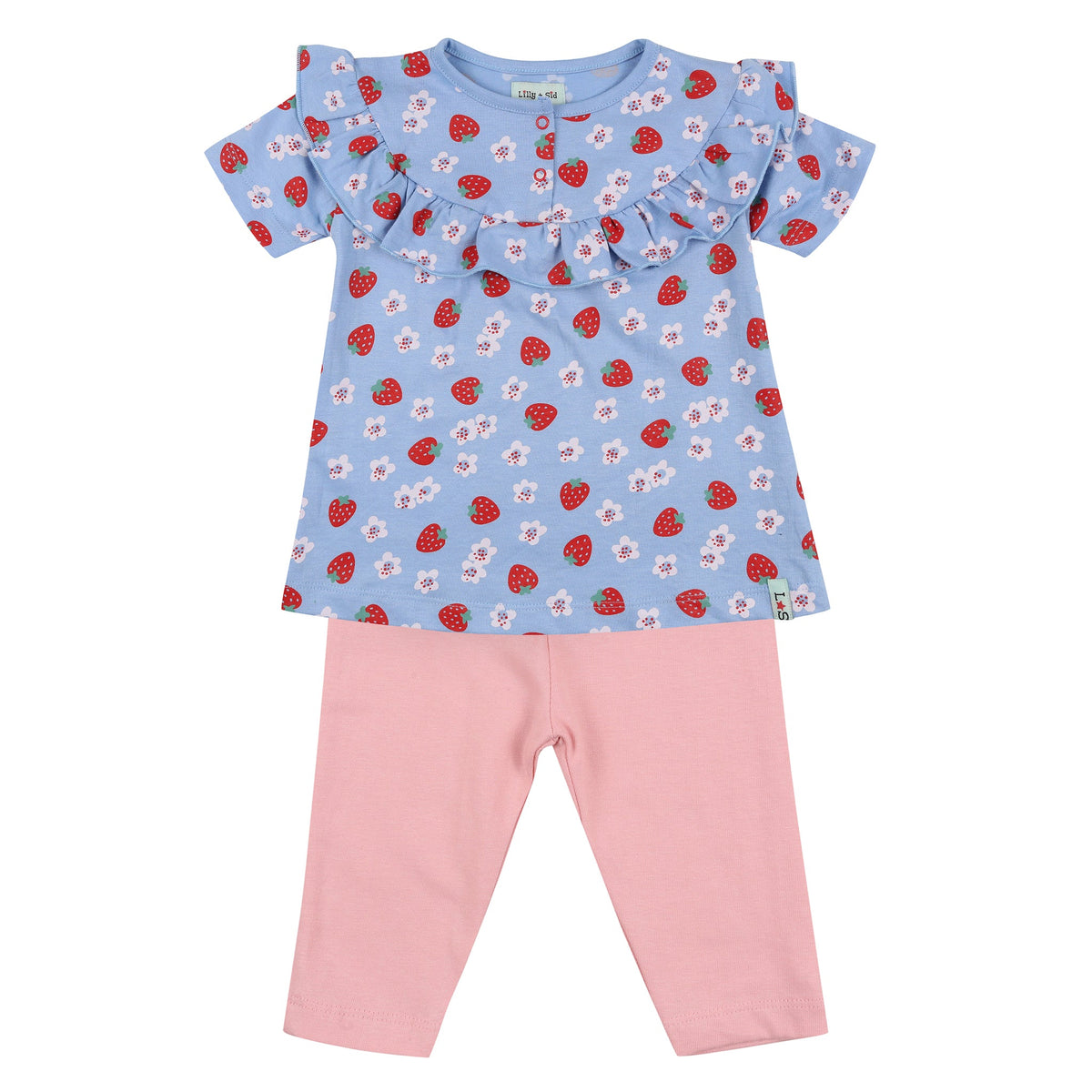 Strawberry stripe frill legging set: Size 3-6M