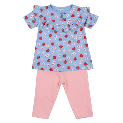 Strawberry stripe frill legging set: Size 3-6M